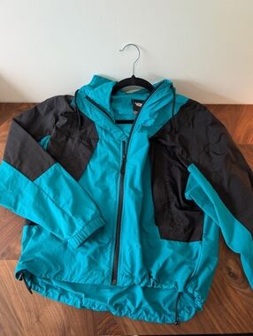 Teal and Black North Face Windbreaker  Jacket